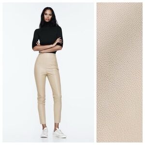 ZARA || Sand Faux Leather Leggings Size XS